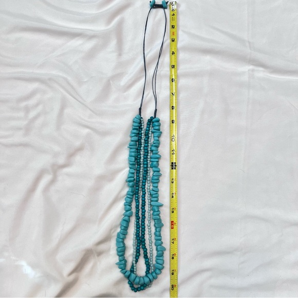 Multi-strand Turquoise-look Necklace Unique Chunky Adjustable Blue Green - Picture 5 of 6